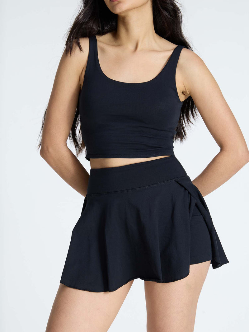 Black Cotton Twirl Skort