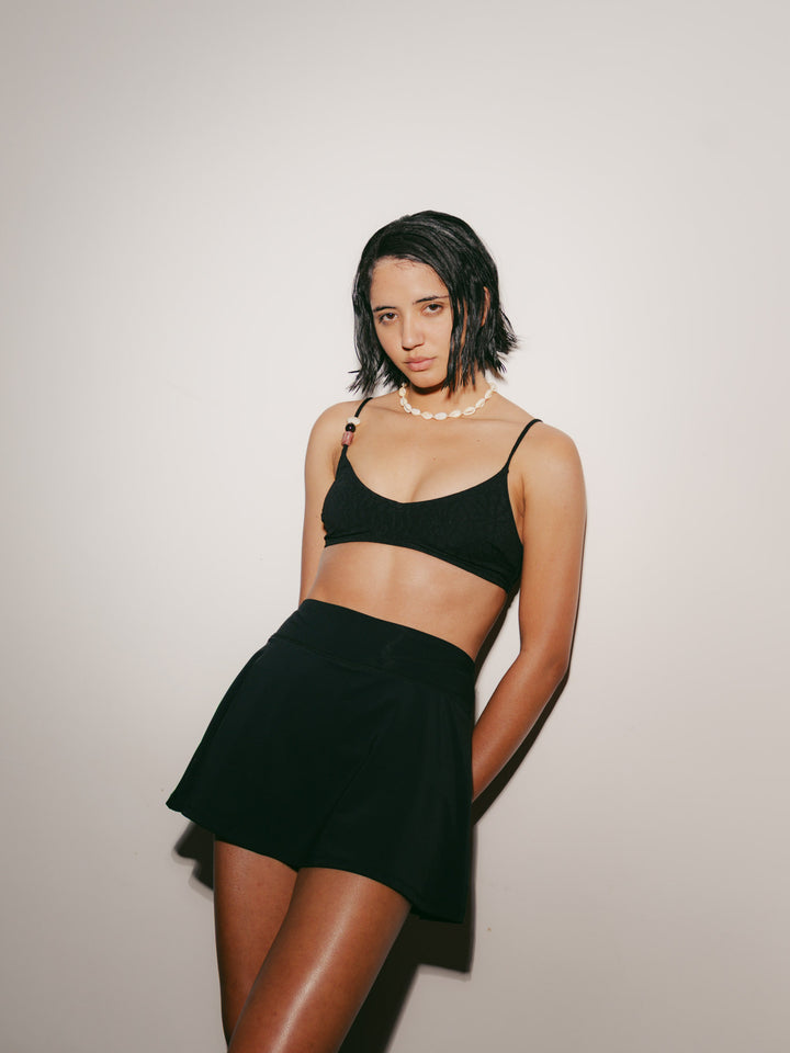 Black Ripple Swim Skorts