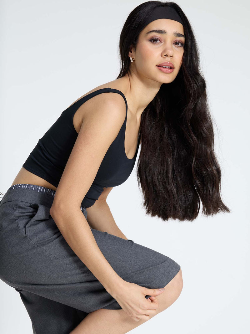 Black Cotton Scoop Tank