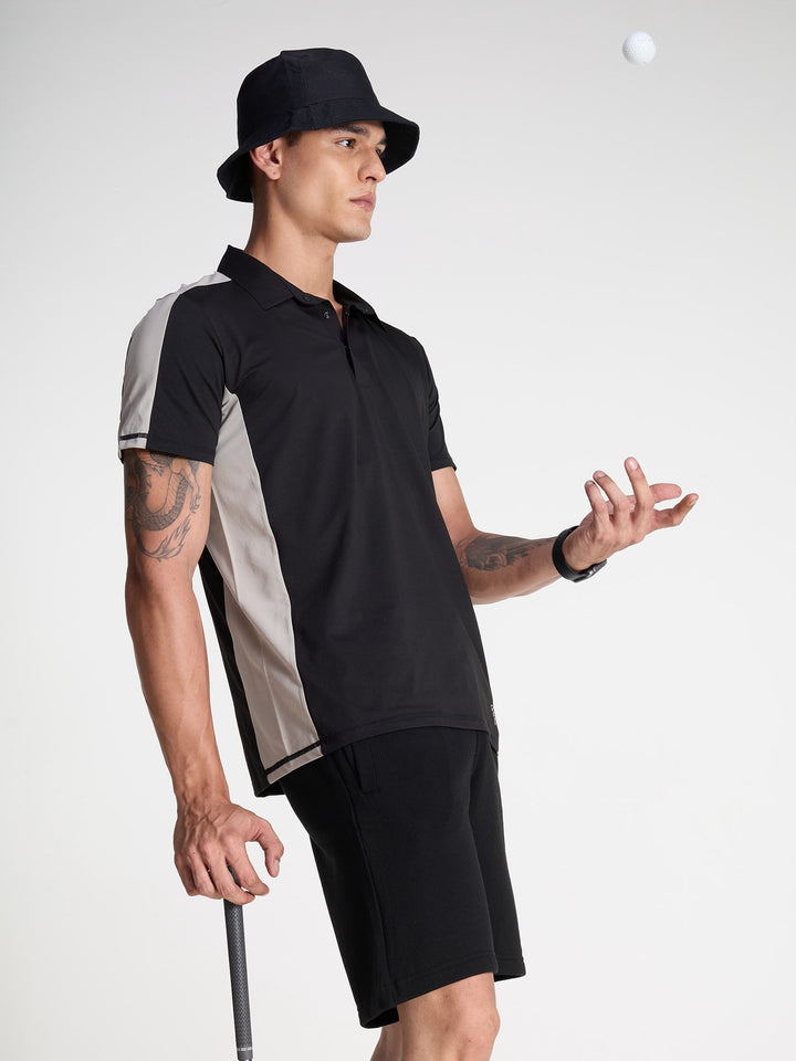 Black Contrast Bonded Polo