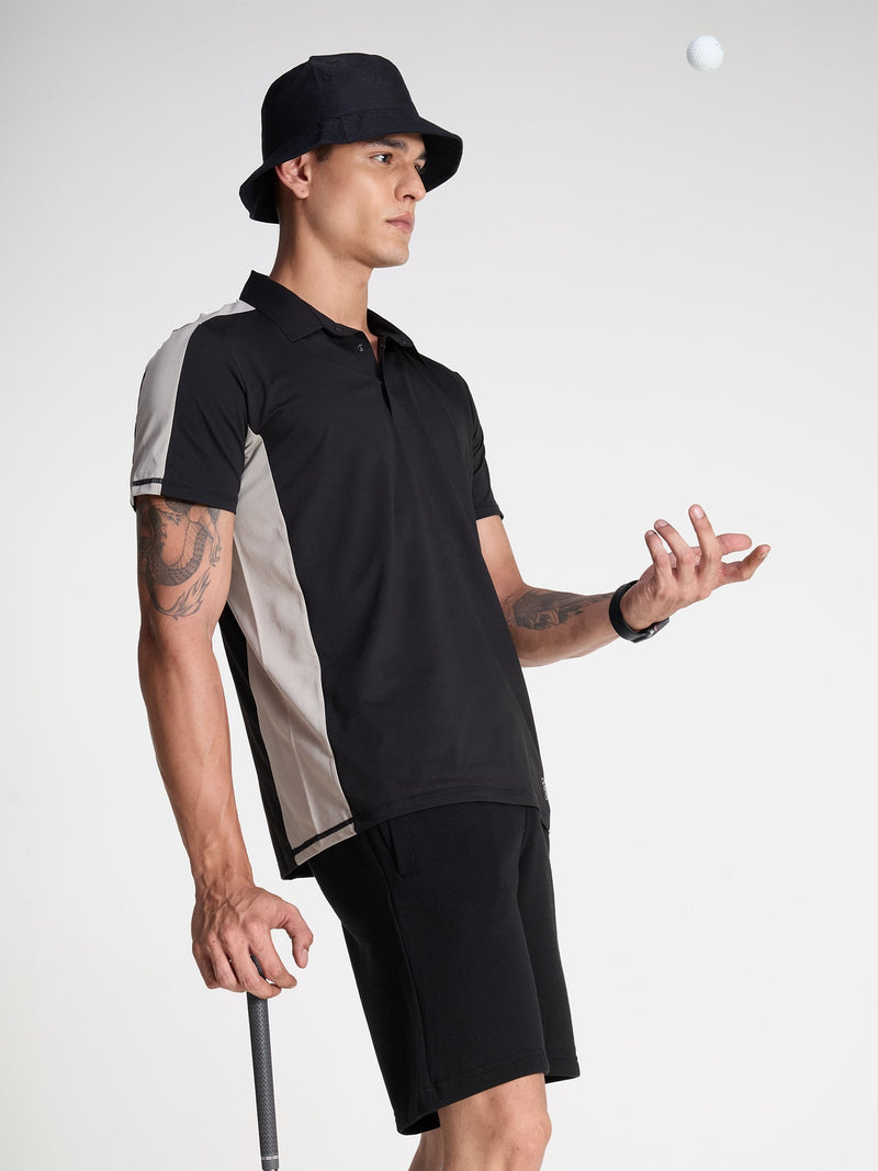 Black Contrast Bonded Polo