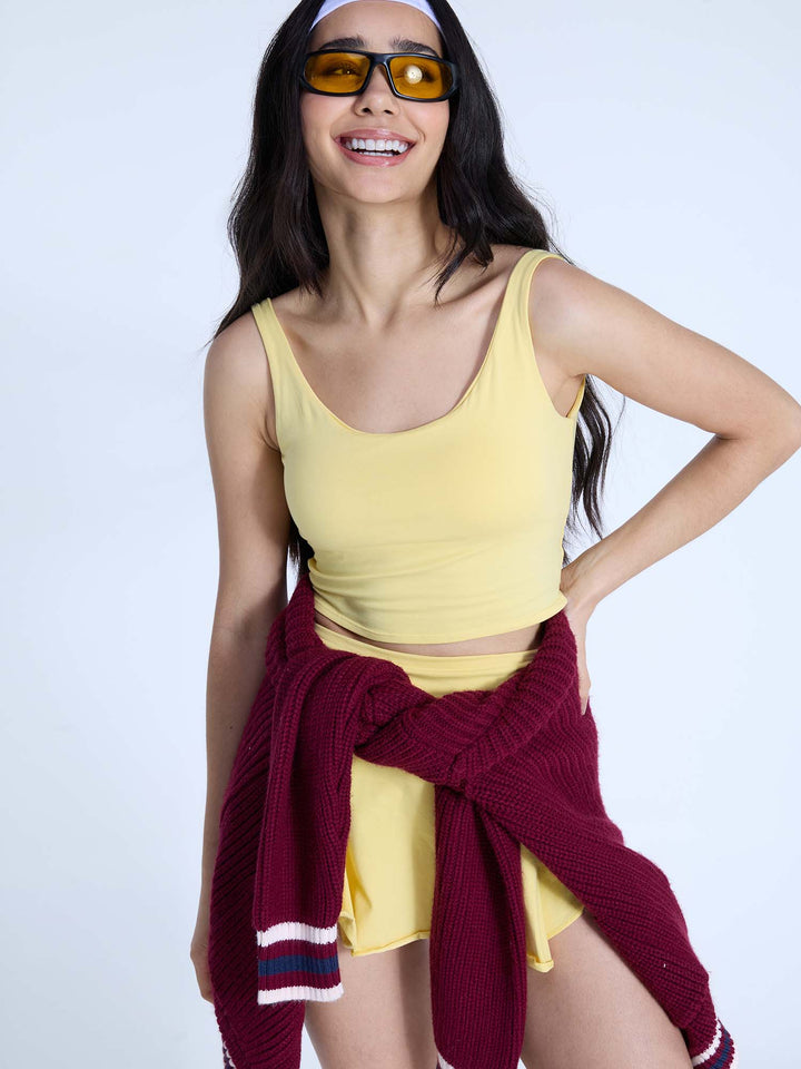 Yellow Cotton Scoop Tank