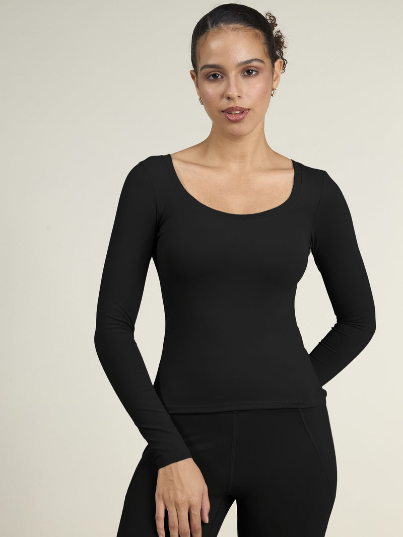 Black Sculpt Scoop Top