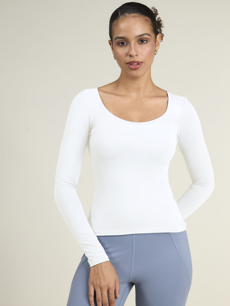 White Sculpt Scoop Top