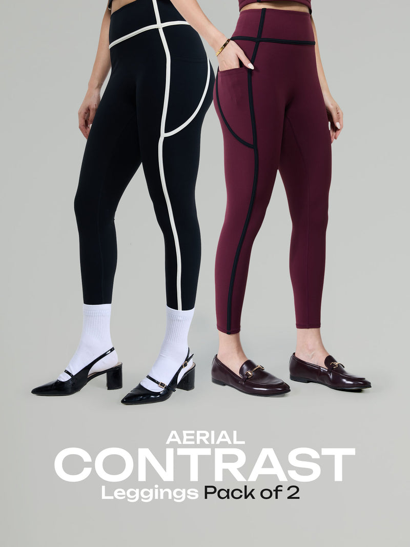 Aerial Contrast Leggings - Pack of 2