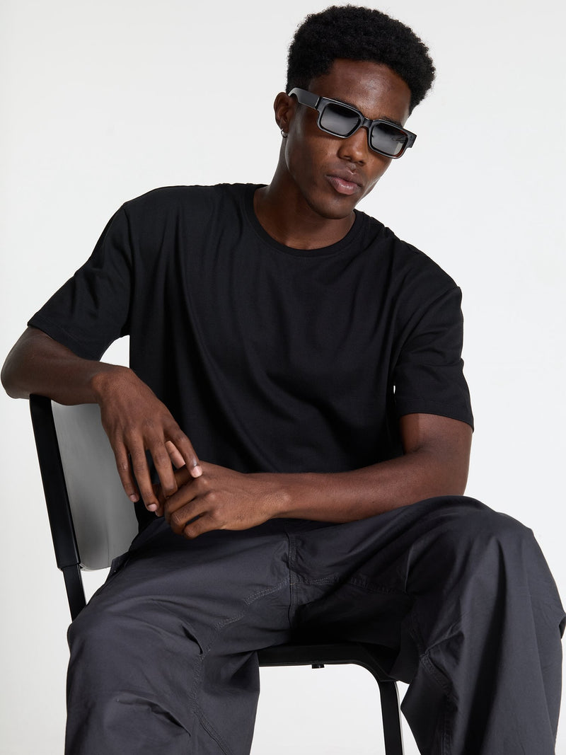 Black Supima Crew Neck T-shirt - Relaxed Fit