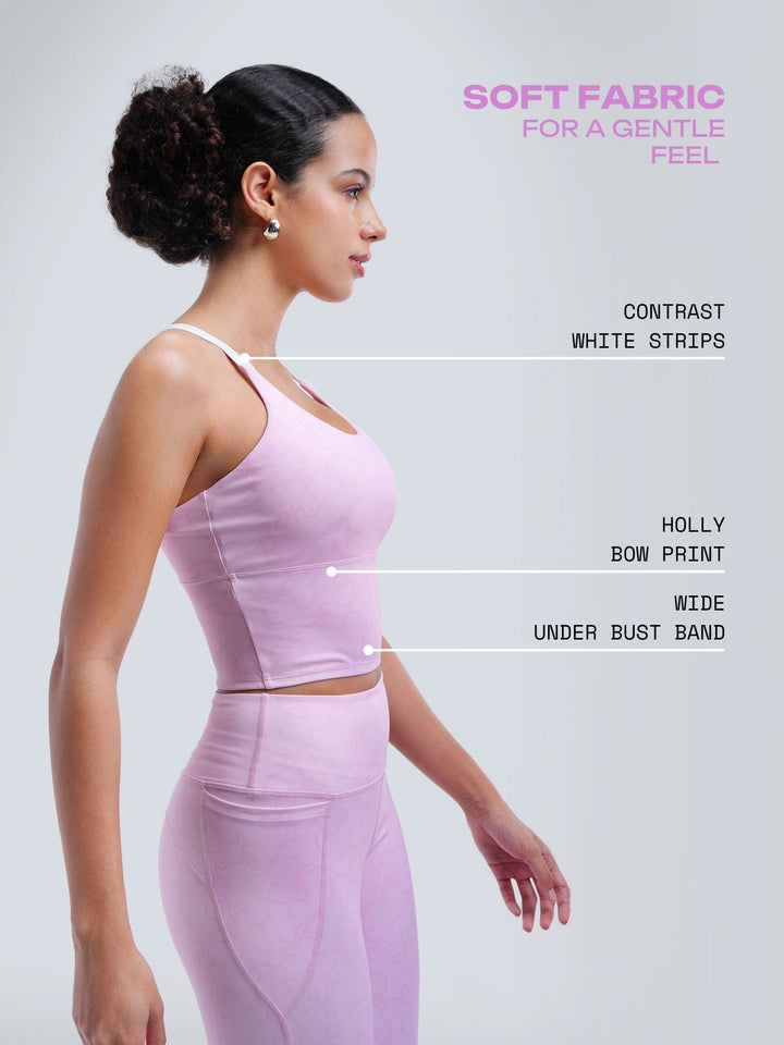 Pink Bow Cross Back Sports Bra