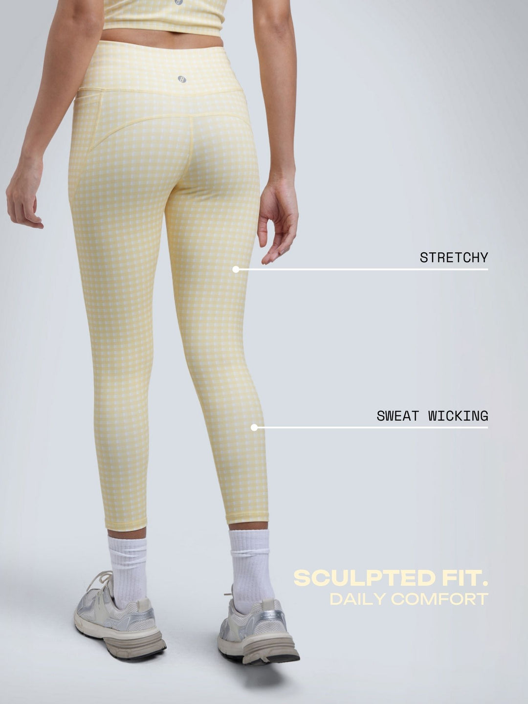 Butter Yellow Gingham Sculpt Core Leggings