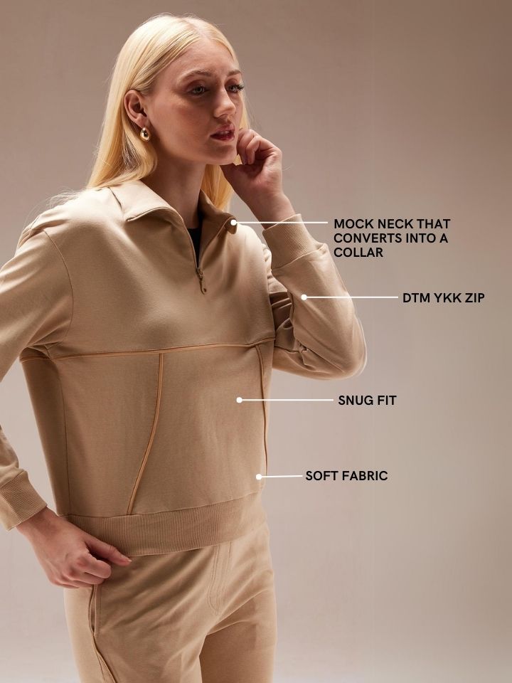 Beige Urban Q-zip Sweatshirt