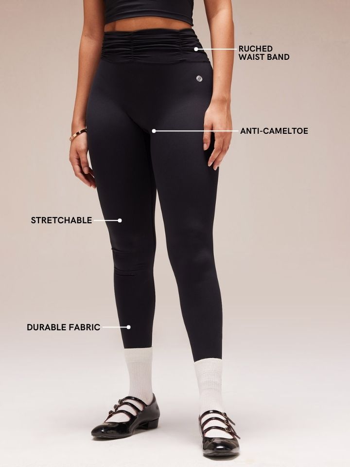 Black Ruched Waist Leggings