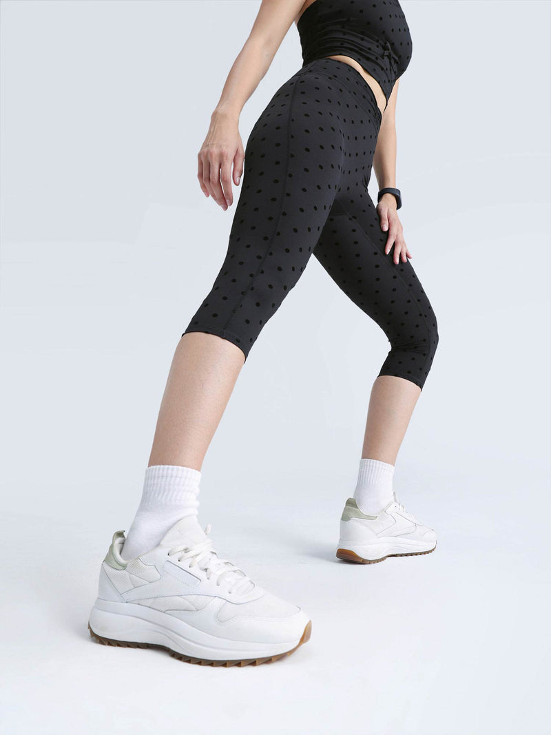Black Polka Ruched Capri