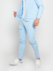 Sky Blue Tapered Zip Joggers