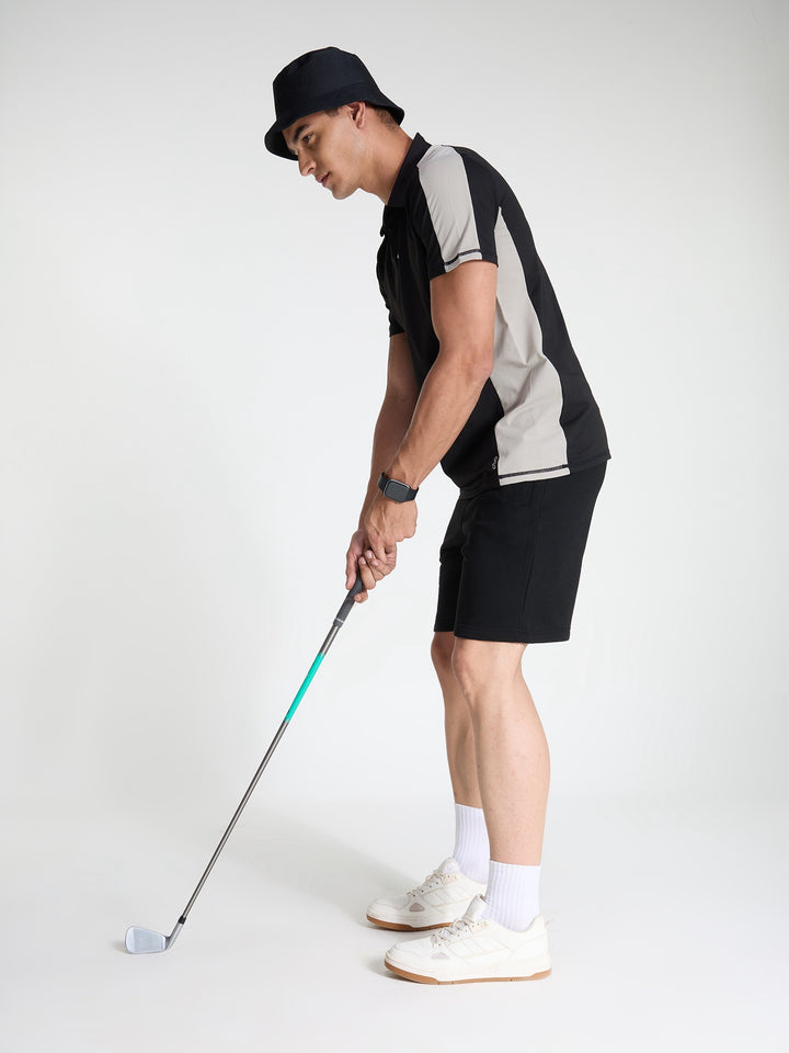 Black Contrast Bonded Polo