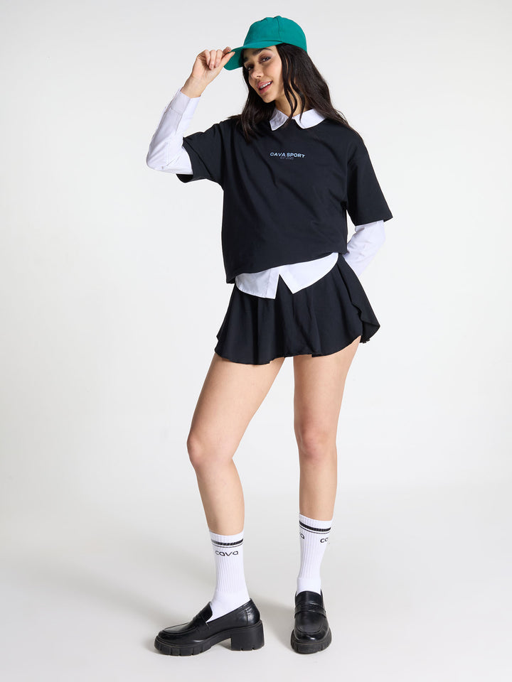 Black Cotton Twirl Skorts