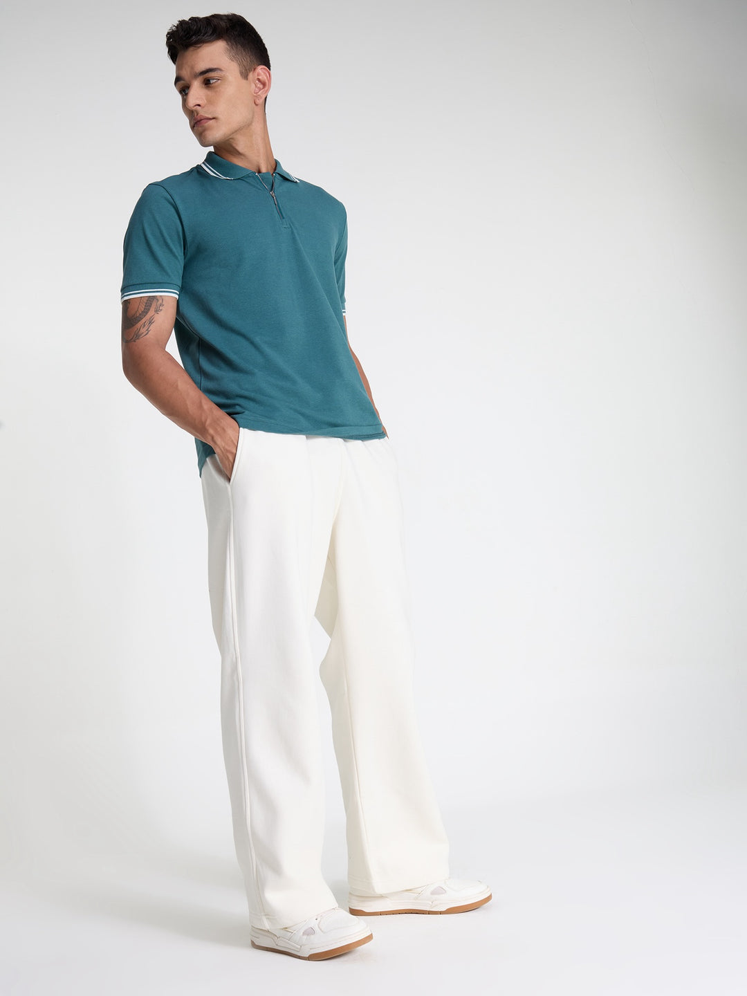 Teal Urban Zipper Polo