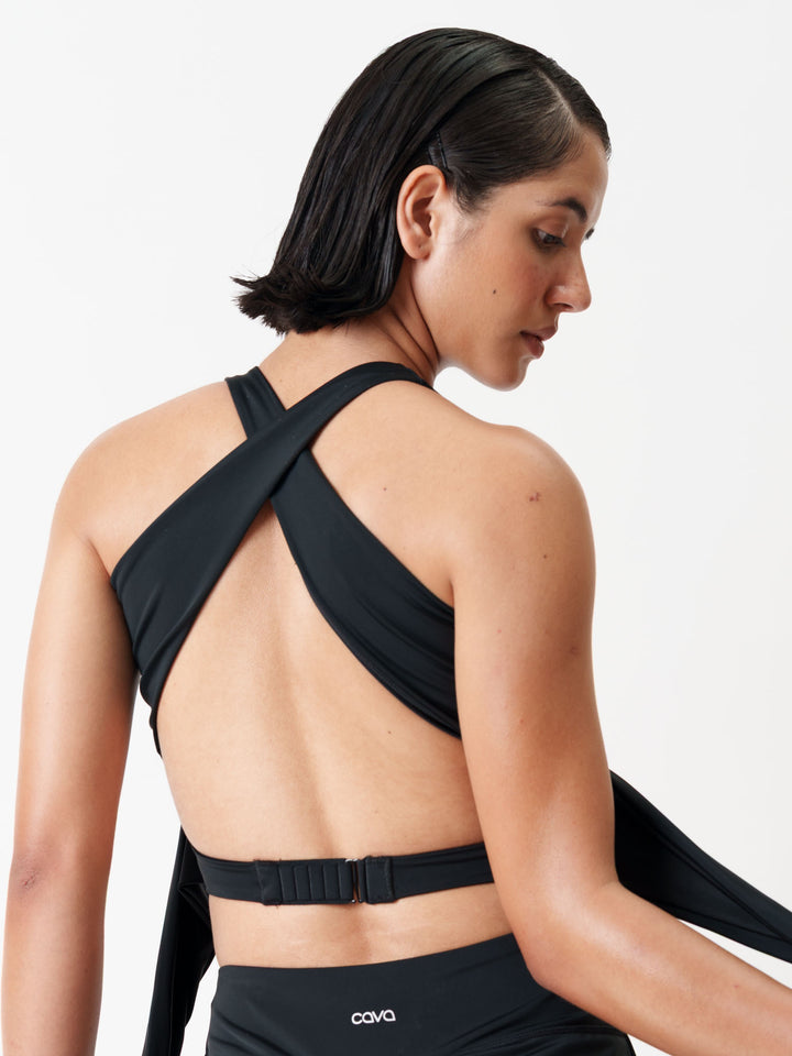 Black Tieback Swim Top