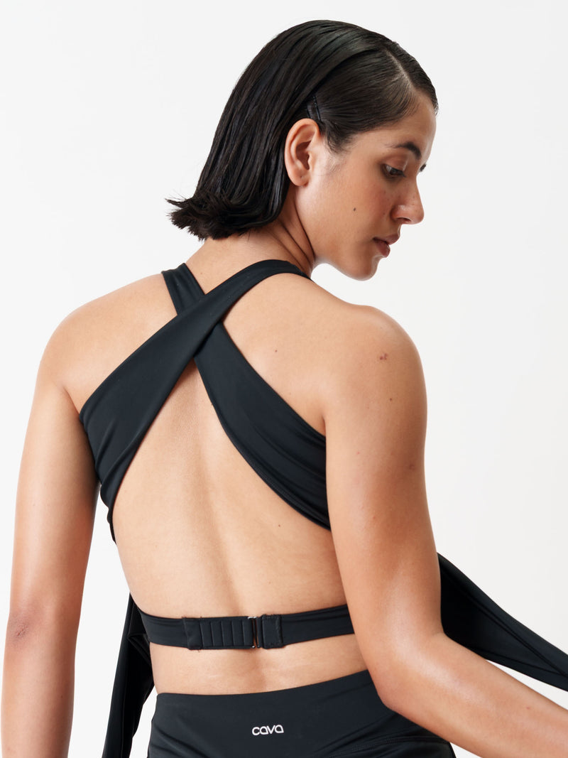 Black Tieback Swim Top