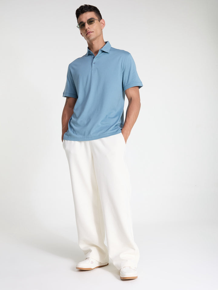 Blue Supima Polo T-Shirt - Regular Fit