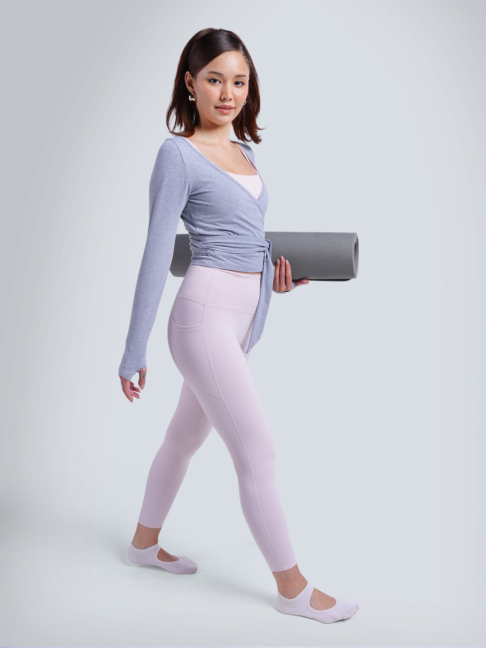 Grey Cotton Wrap Top