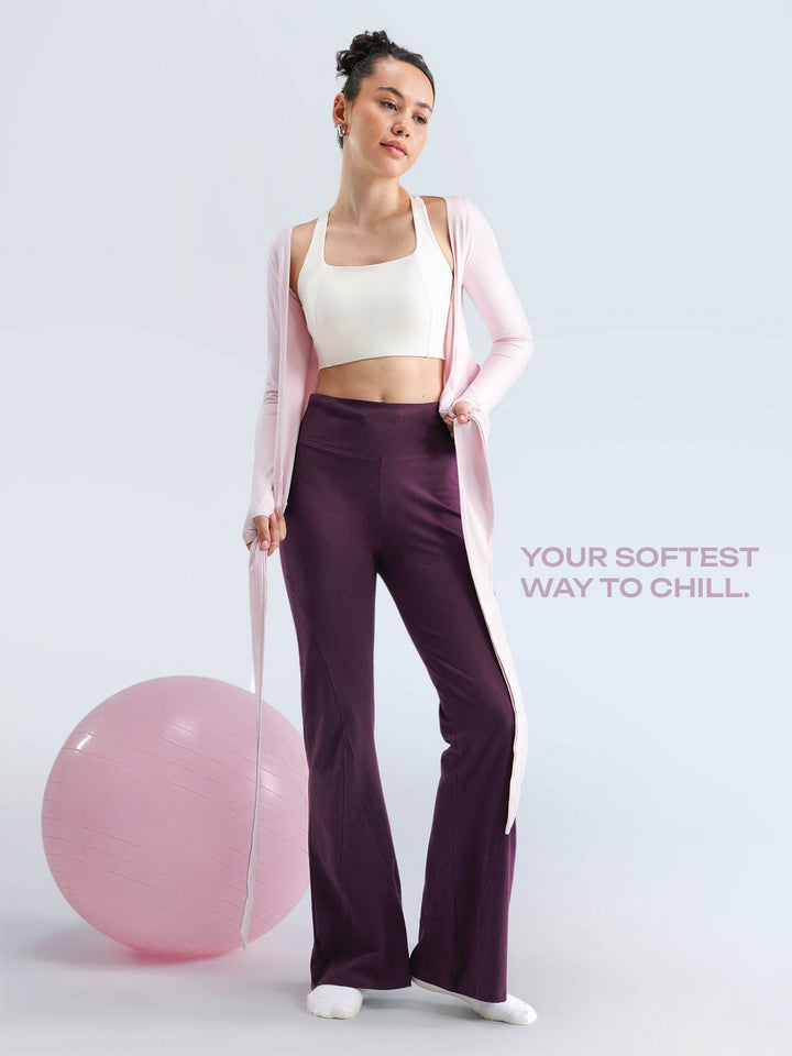 Plum Cotton Flared Leggings