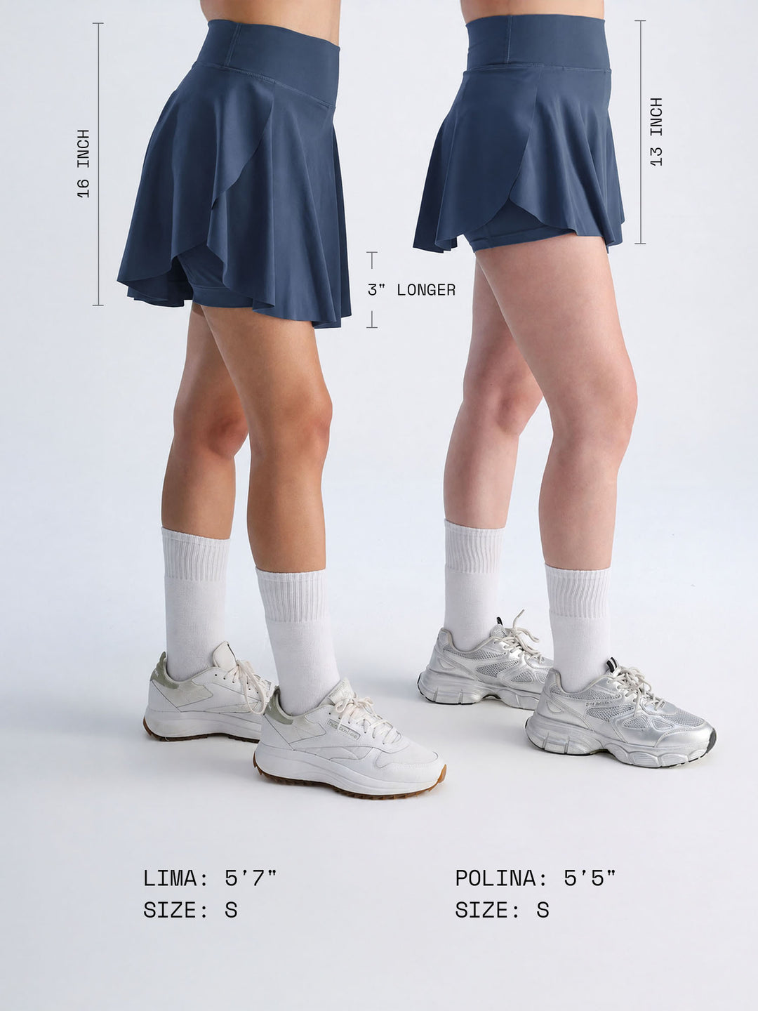 Steel Blue Swirl Tennis Skorts - Longer