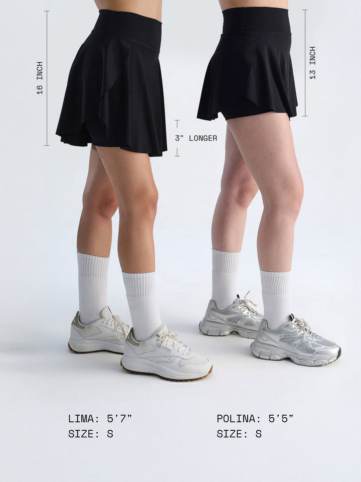 Black Swirl Tennis Skorts - Longer