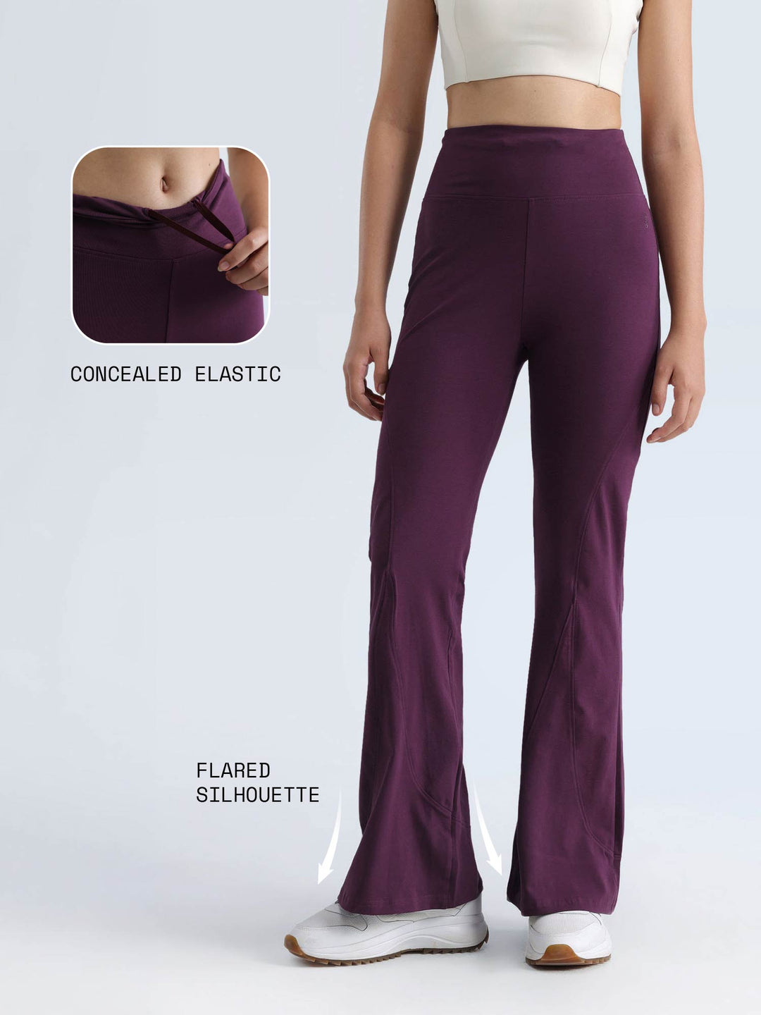 Plum Cotton Flared Leggings