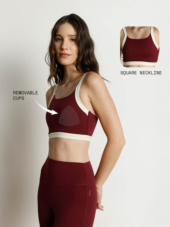 Maroon Splitline Sports Bra
