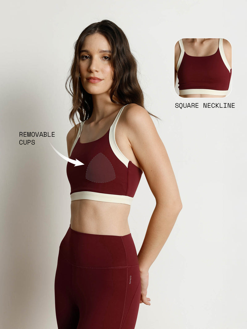 Maroon Splitline Sports Bra