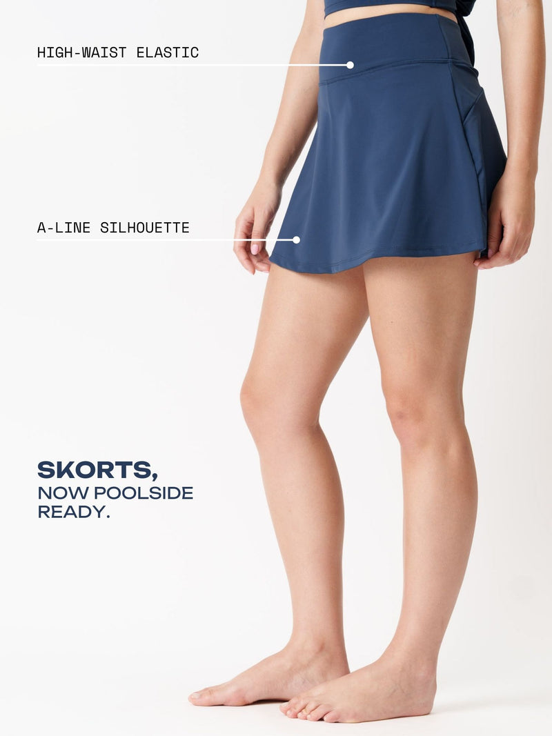 Navy Ripple Swim Skorts