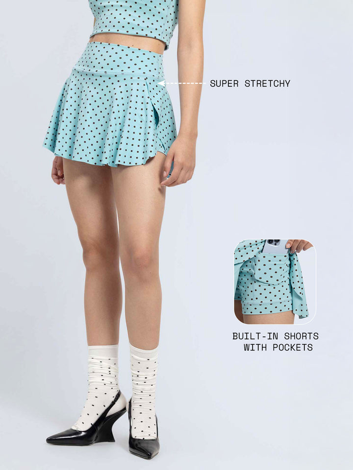 Blue Polka Swirl Tennis Skorts