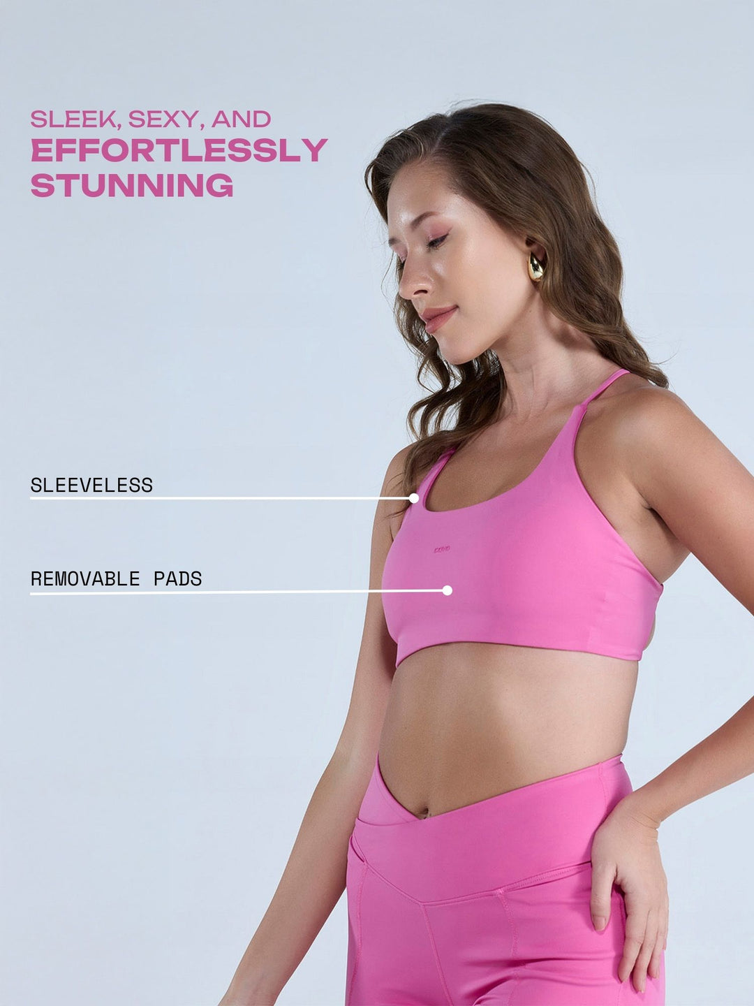 Pink Strap Back Sports Bra