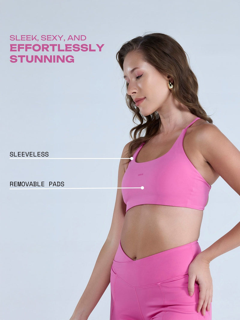 Pink Strap Back Sports Bra