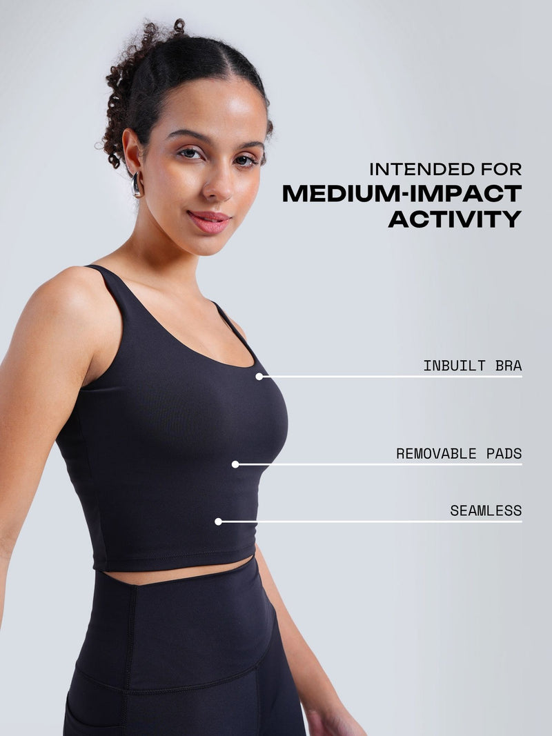 Black Aerial Crop Tank