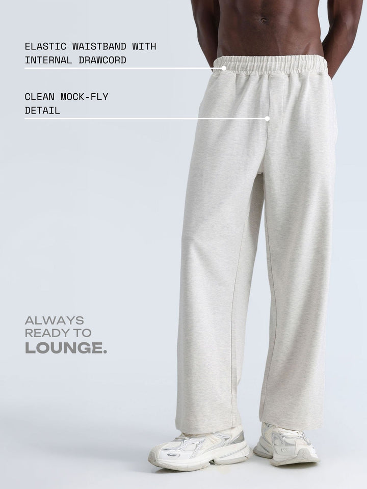 Grey Melange Wide Leg Joggers