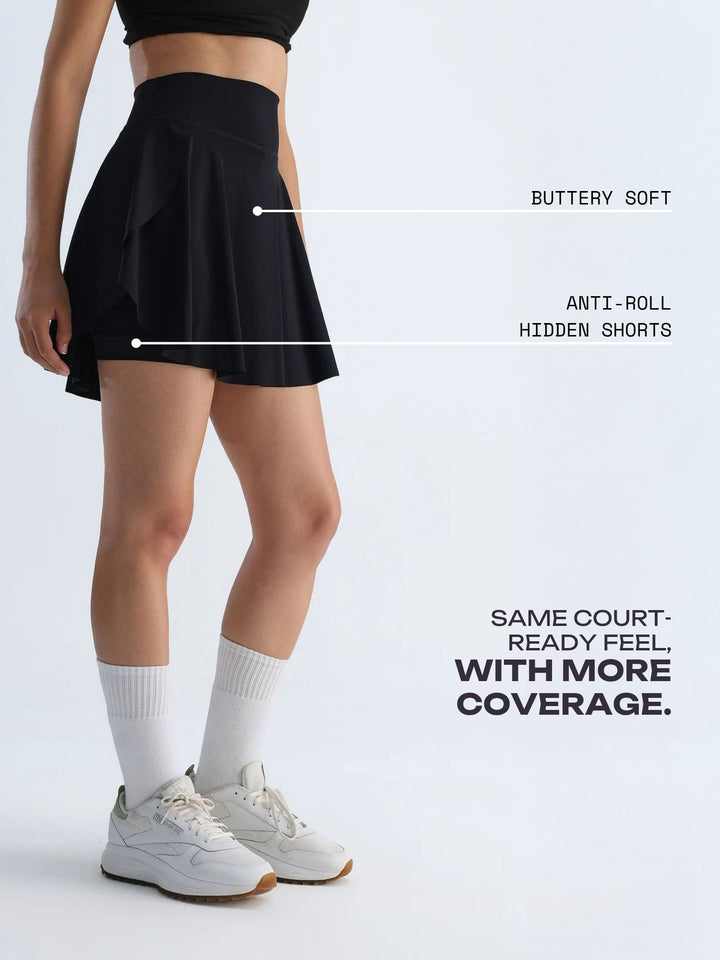 Black Swirl Tennis Skorts - Longer