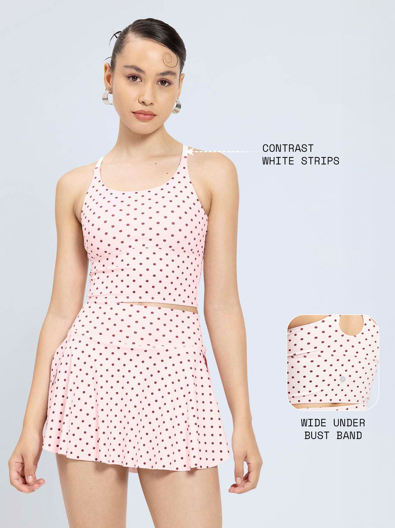 Blush Polka Cross Back Sports Bra