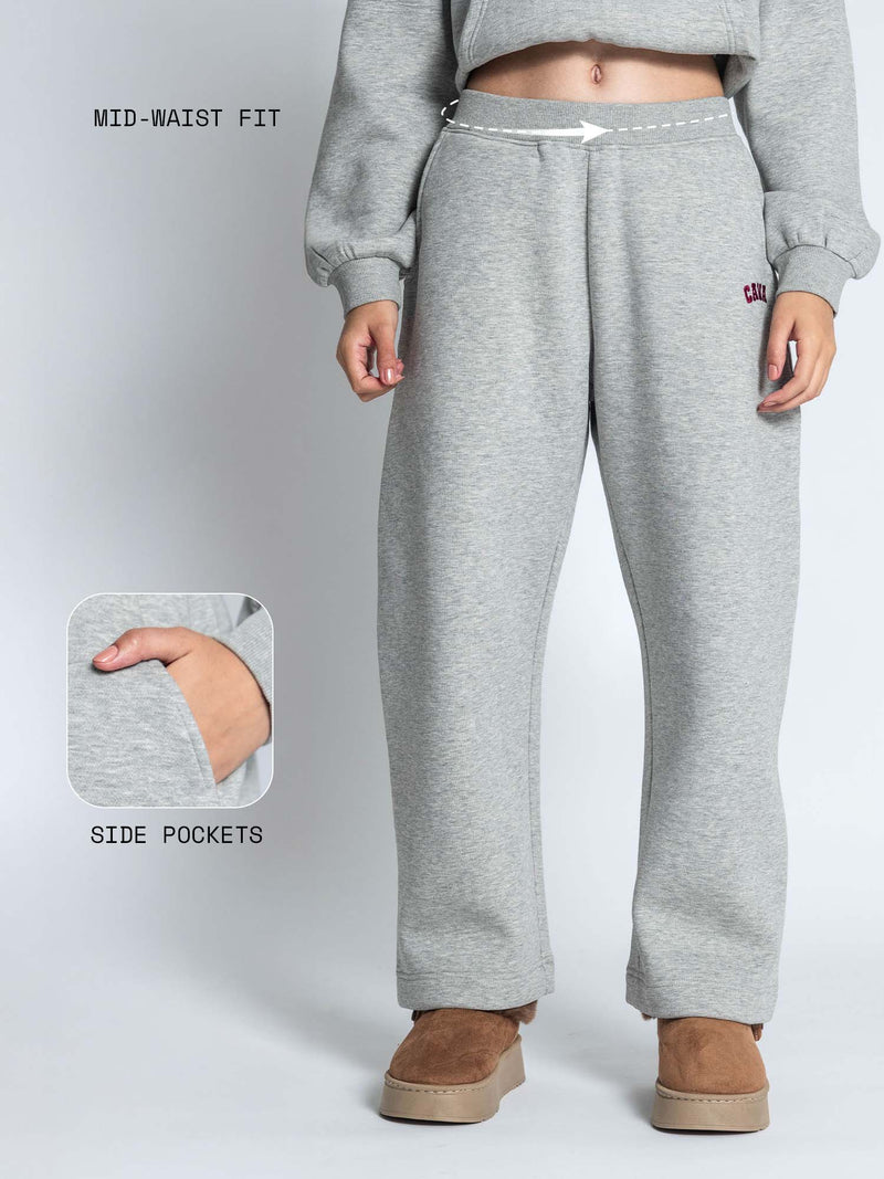 Grey Melange Fleece Barrel Joggers