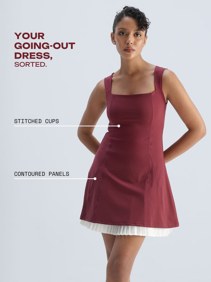 Cherry Pleated Mini Dress