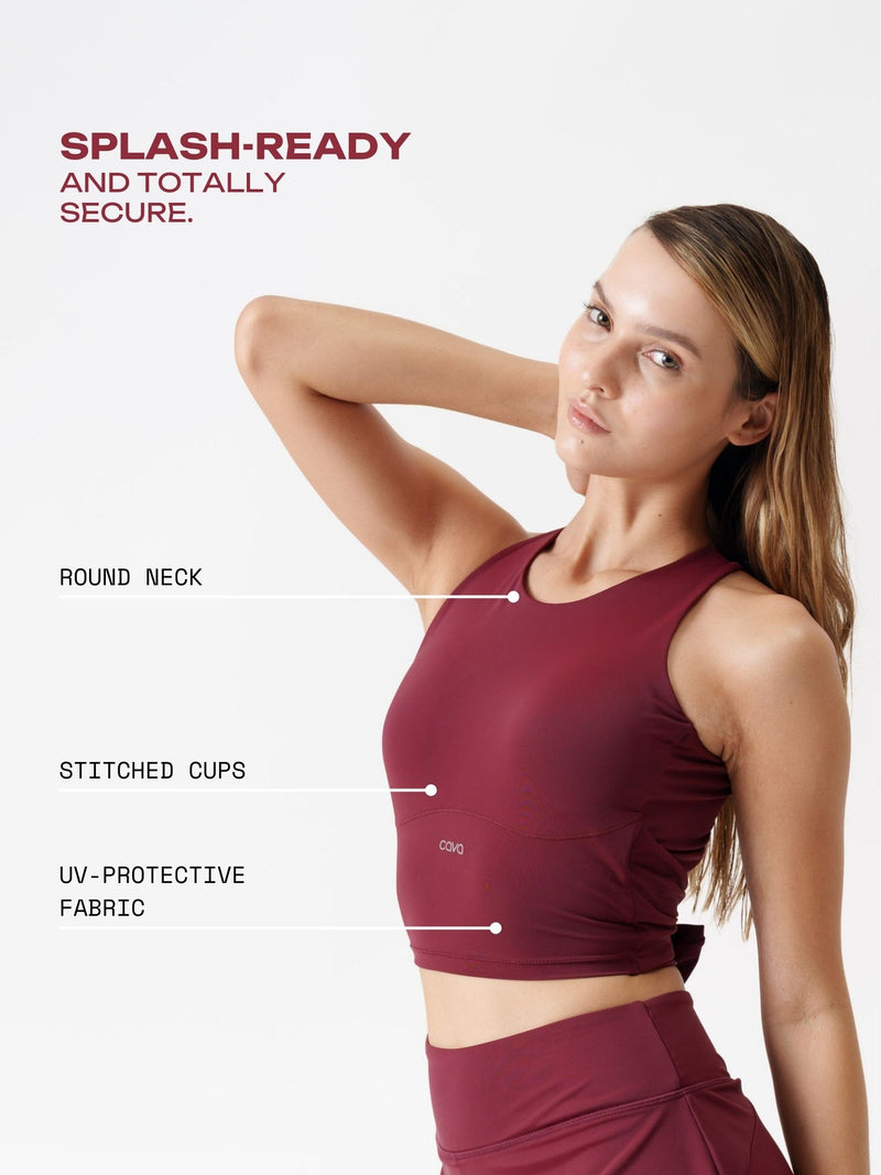 Cherry Tieback Swim Top