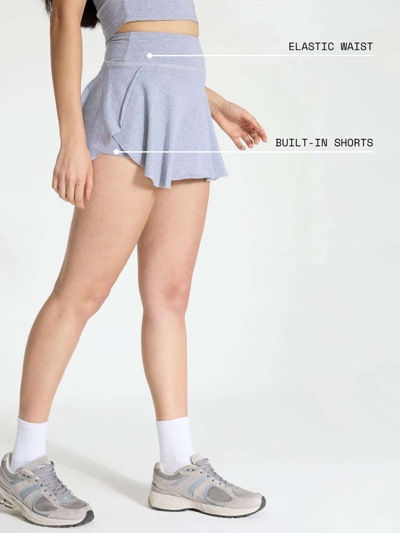 Grey Cotton Twirl Skort