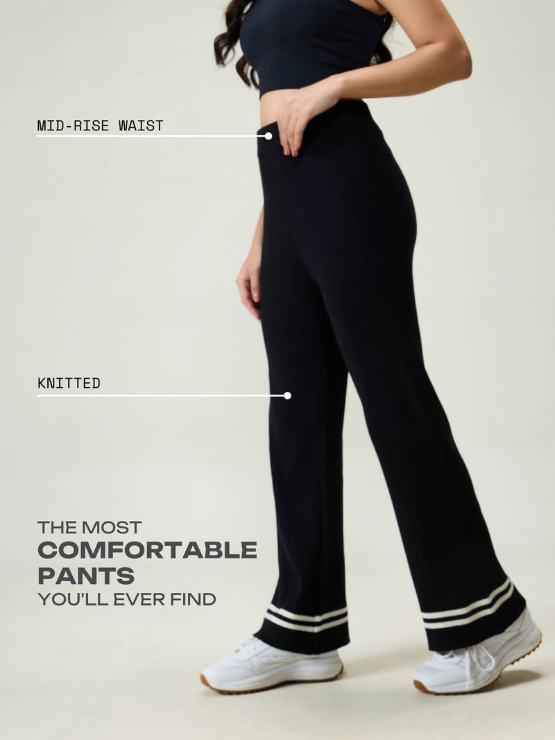 Black Rib-knit Trousers