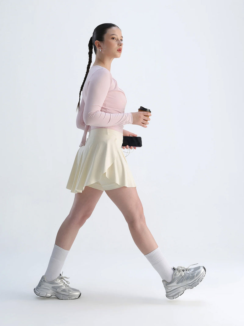 Ivory Swirl Tennis Skorts - Longer