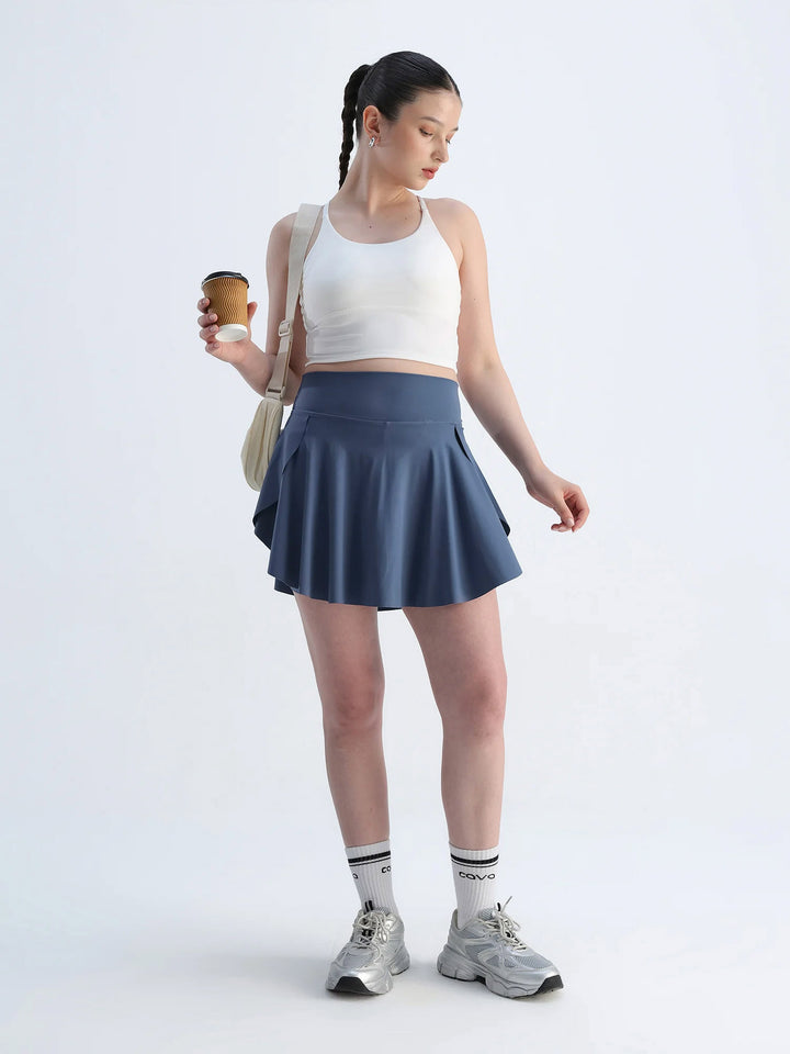 Steel Blue Swirl Tennis Skorts - Longer