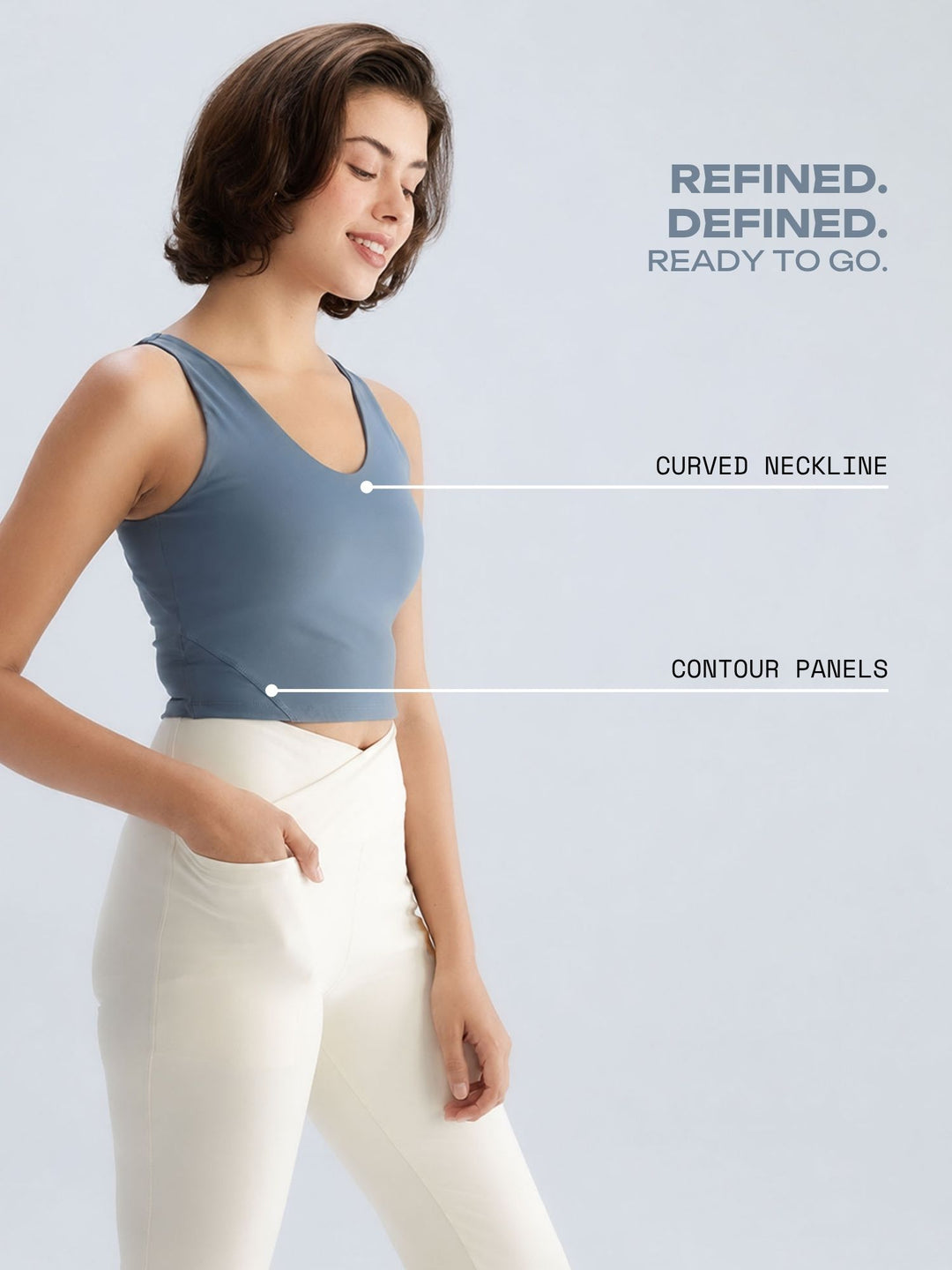Steel Blue Refine Crop Tank