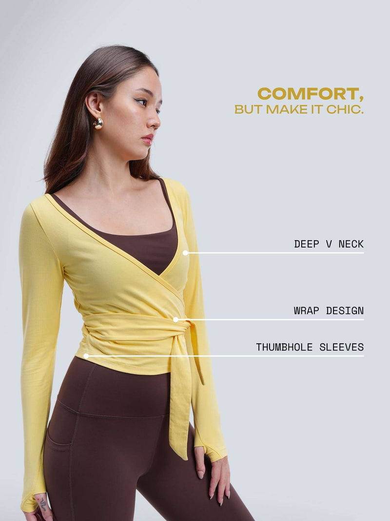 Yellow Cotton Wrap Top