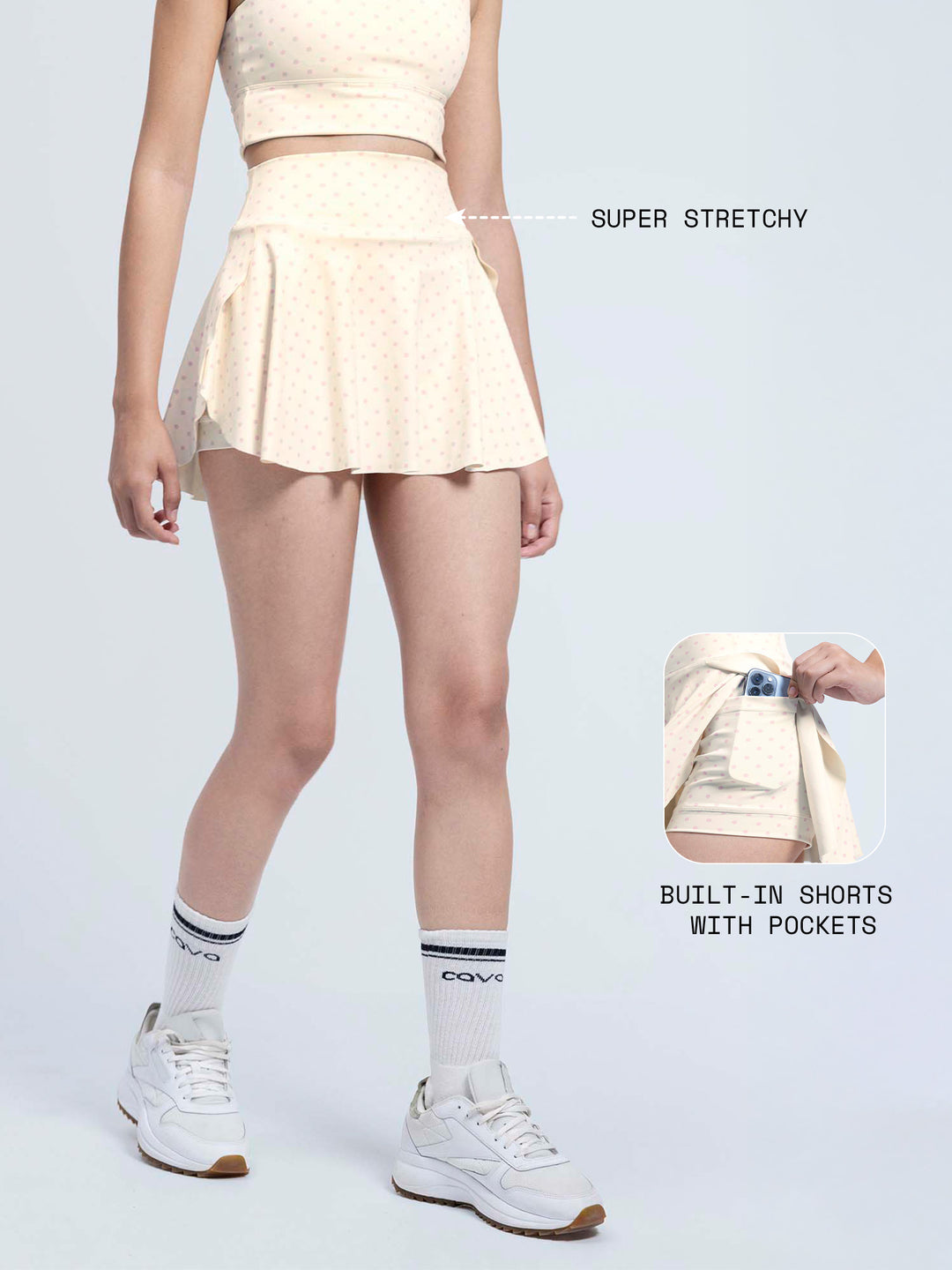 Ivory Polka Swirl Tennis Skorts
