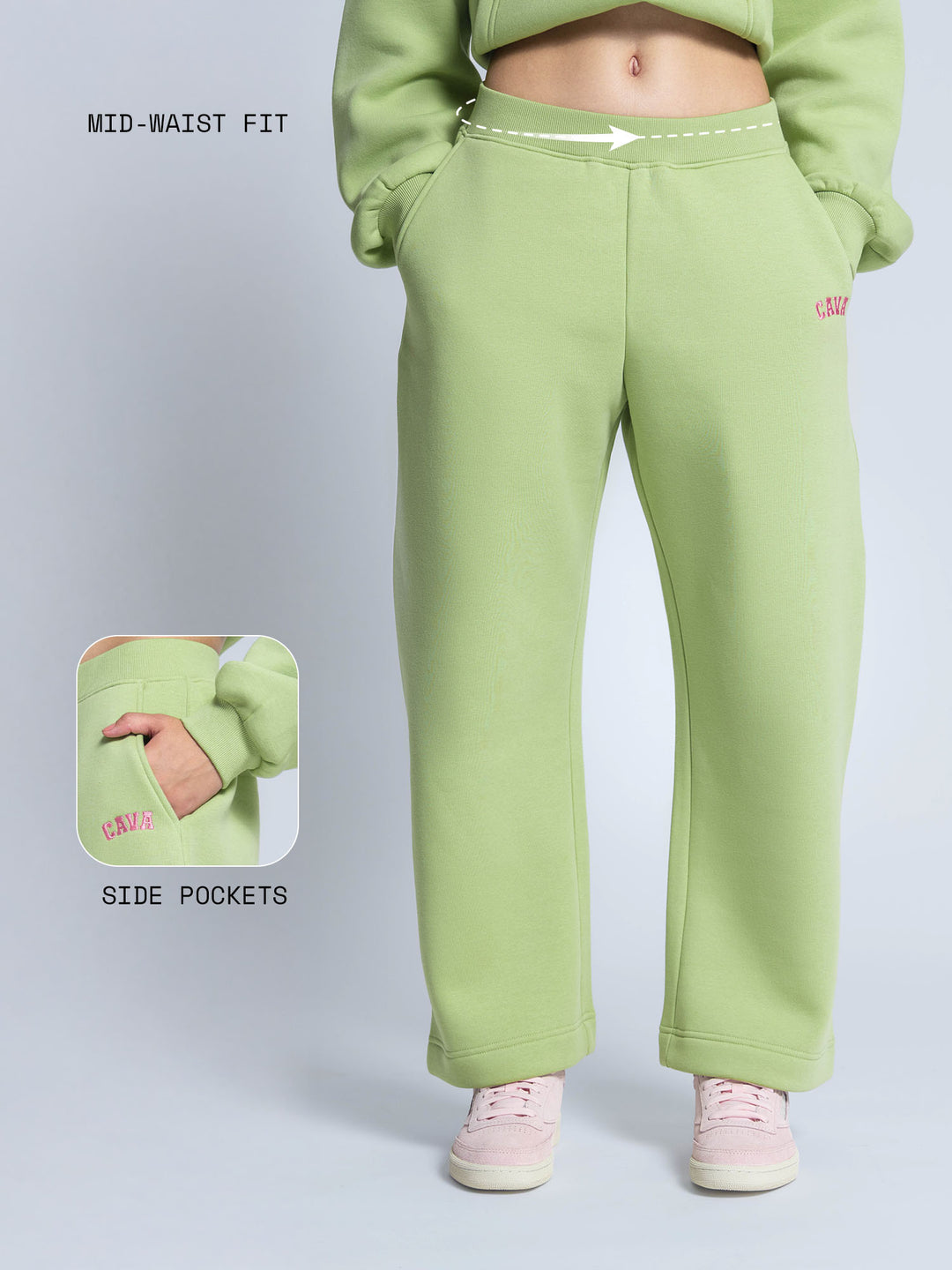 Light Green Fleece Barrel Joggers