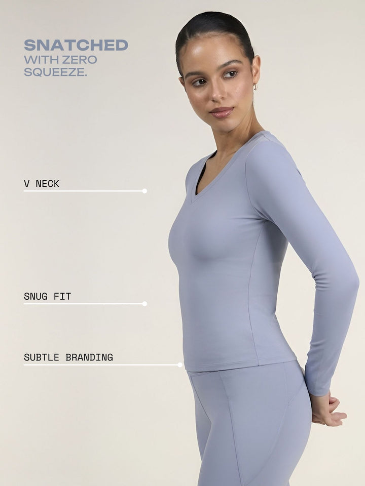 Storm Blue Sculpt V-Neck Top