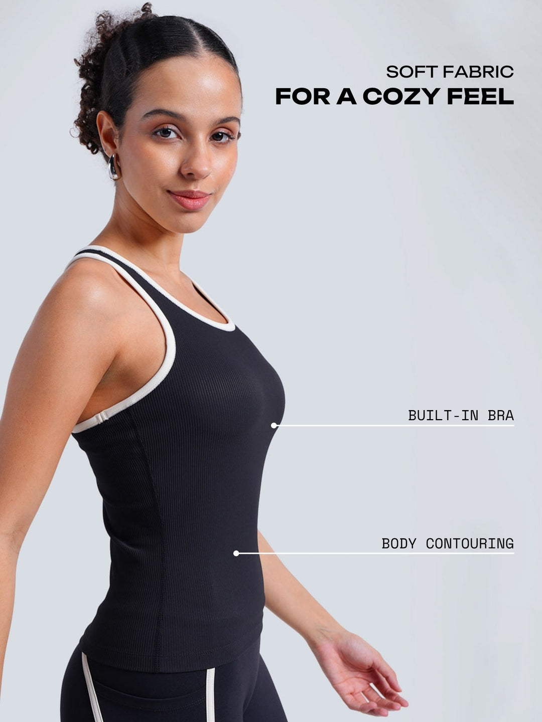 Black Contrast Tank Us Later Top